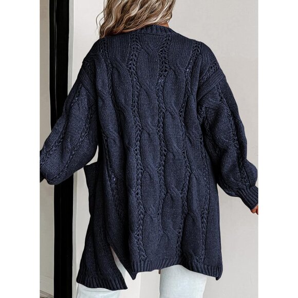 Stylish Long Sleeve Plus Size Cardigan - 100% Acrylic Fall Essential 1X-5X - Picture 3 of 5